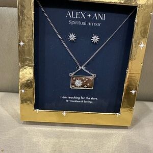 Alex + Ani Spiritual Armor Necklace and Earrings Set